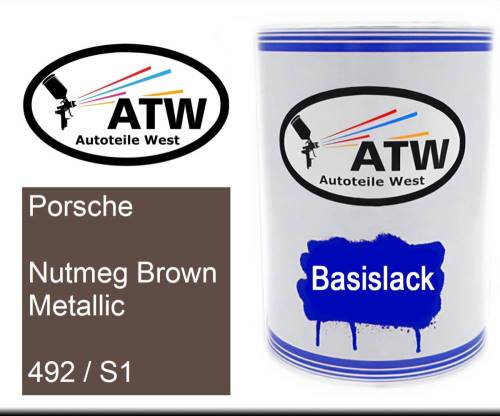 Porsche, Nutmeg Brown Metallic, 492 / S1: 500ml Lackdose, von ATW Autoteile West.